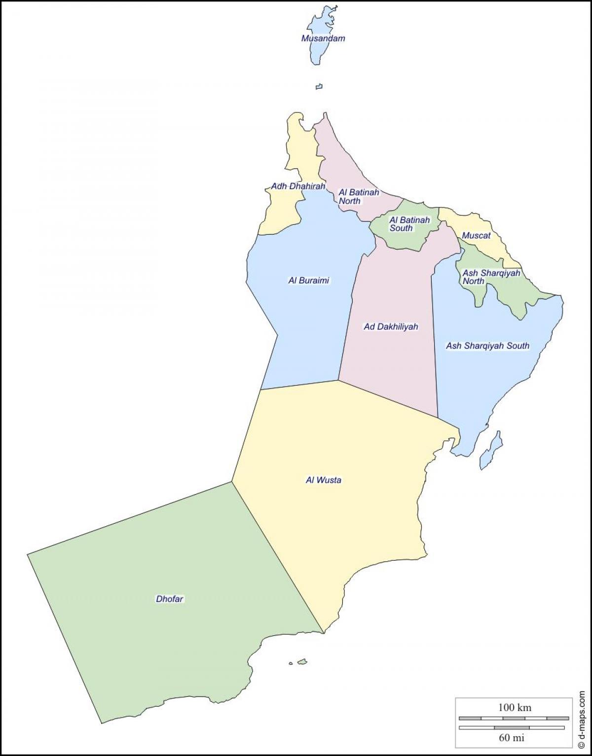 வரைபடம் ஓமன் governorates